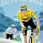 Le Tour 2022 - gouache on paper 36 x 48cm by Simon Taylor